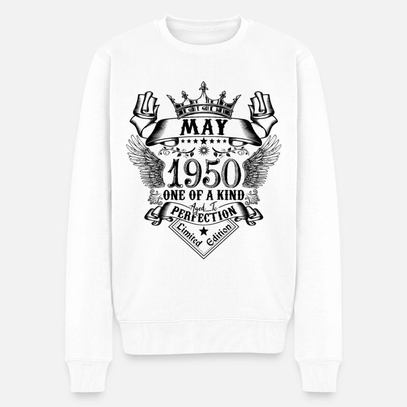 Anniversaire Mai 1950 né en Mai 1950 - Pull Premium bio Homme - blanc