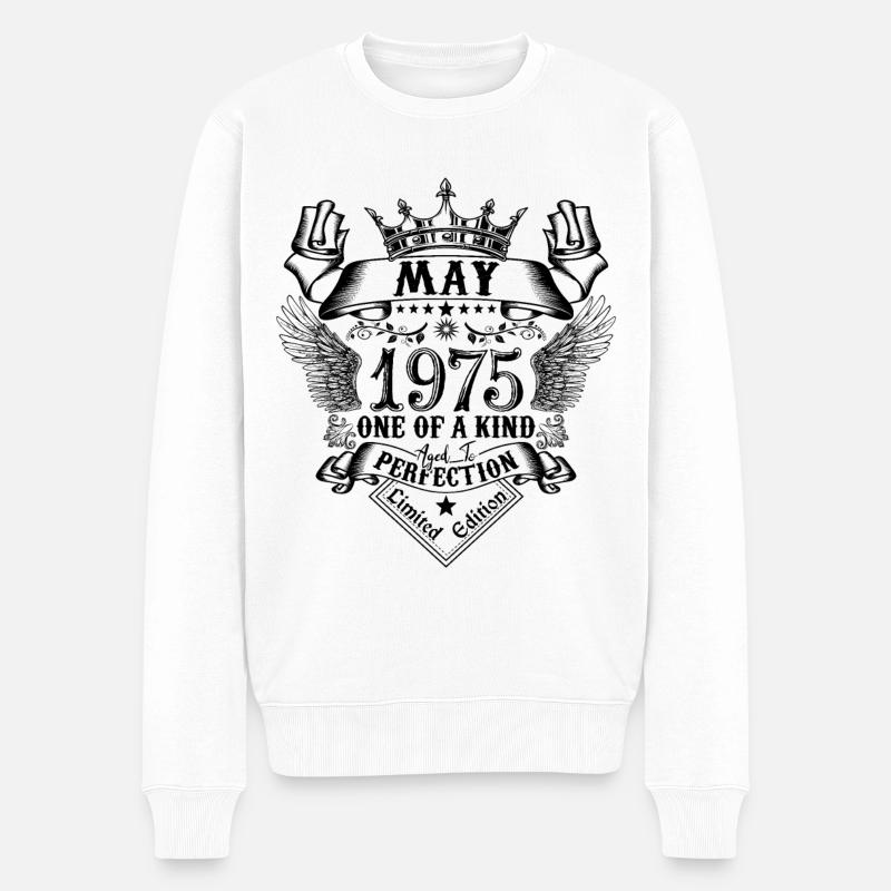 Geburtstag Mai 1975 geboren im Mai 1975 - Männer Premium Bio Pullover - Weiß