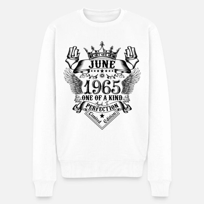 Geburtstag Juni 1965 geboren im Juni 1965 - Männer Premium Bio Pullover - Weiß