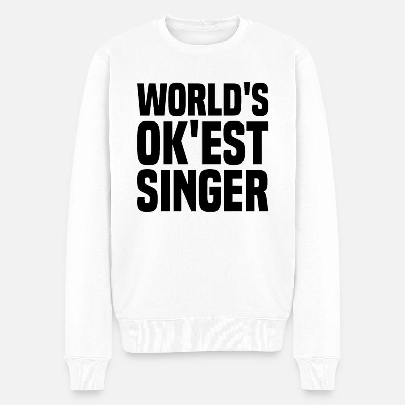 Karaoke Singende Sängerparty - Männer Premium Bio Pullover - Weiß