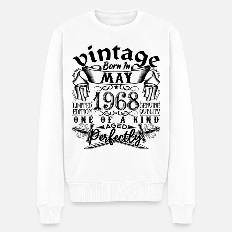Geburtstag 1968 Mai 1968! geboren Mai 1968 - Männer Premium Bio Pullover - Weiß