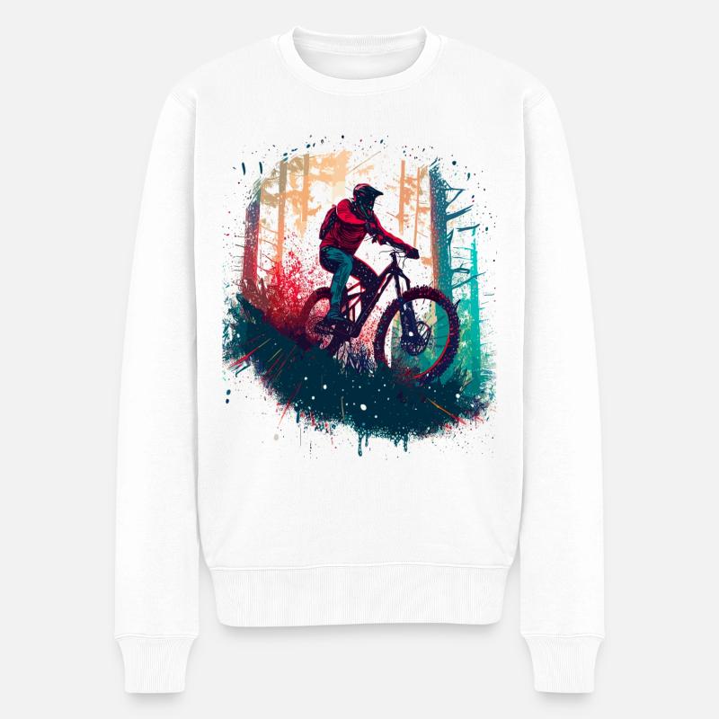 Mountainbike MTB Downhill Radfahrer - Männer Premium Bio Pullover - Weiß