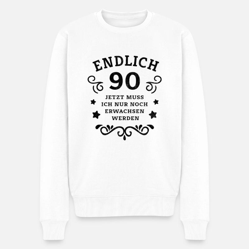 Endlich 90. Geburtstag nur noch erwachsen werden - Männer Premium Bio Pullover - Weiß