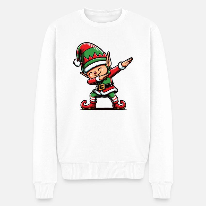 Dabbing Noël Elfe Dab Noël - Pull Premium bio Homme - blanc