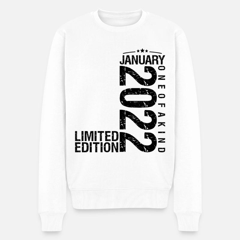 Geburtstag Januar 2022 Januar geboren im Januar - Männer Premium Bio Pullover - Weiß