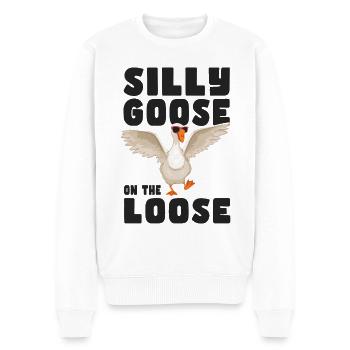 Die Dumme Gans Auf Freiem Fuß - Männer Premium Bio Pullover - Weiß - Vorne - Thijin (182cm)