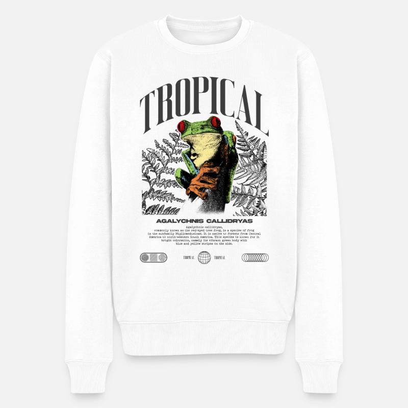 Rotäugiger Laubfrosch, Regenwald-Amphibie - Männer Premium Bio Pullover - Weiß