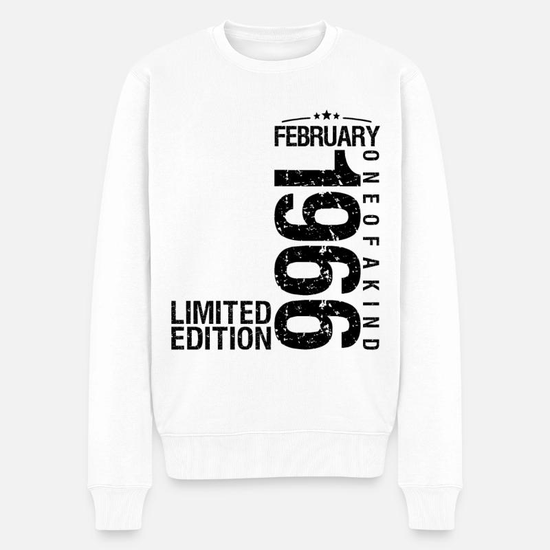 Geburtstag Februar 1966 Februar geboren im Januar - Männer Premium Bio Pullover - Weiß