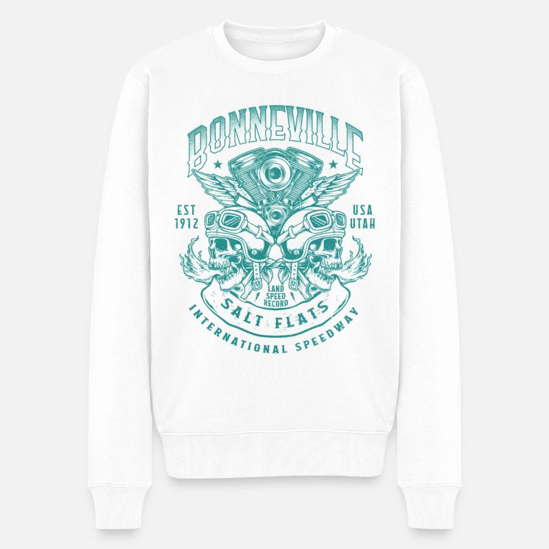 Bonneville Salt Flats Motorradrennen Vintage - Männer Premium Bio Pullover - Weiß