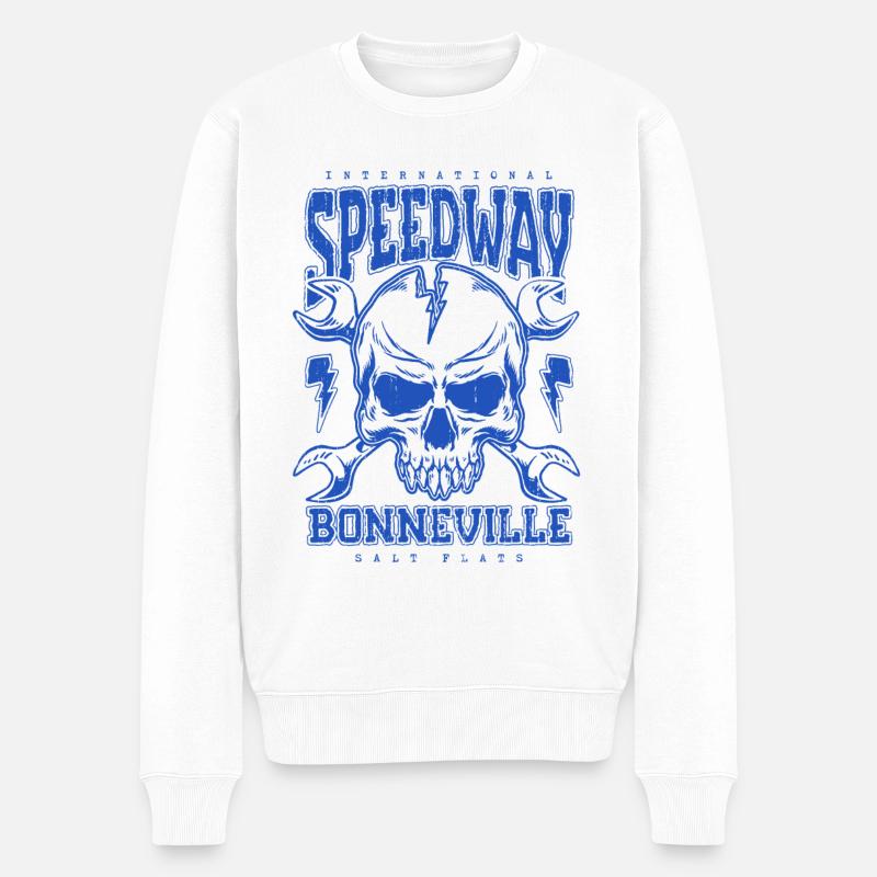 Bonneville Salt Flats Vintage Retro Rennwagen - Männer Premium Bio Pullover - Weiß