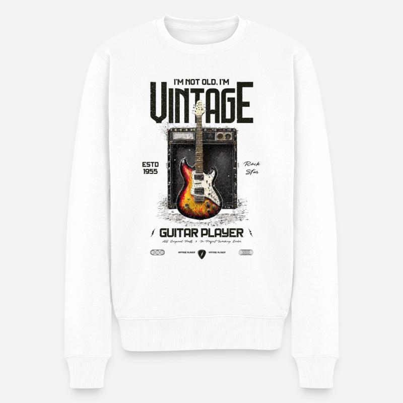Ich bin nicht alt, ich bin eine Vintage-Retro-Gitarre aus dem Jahr 1955 - Männer Premium Bio Pullover - Weiß