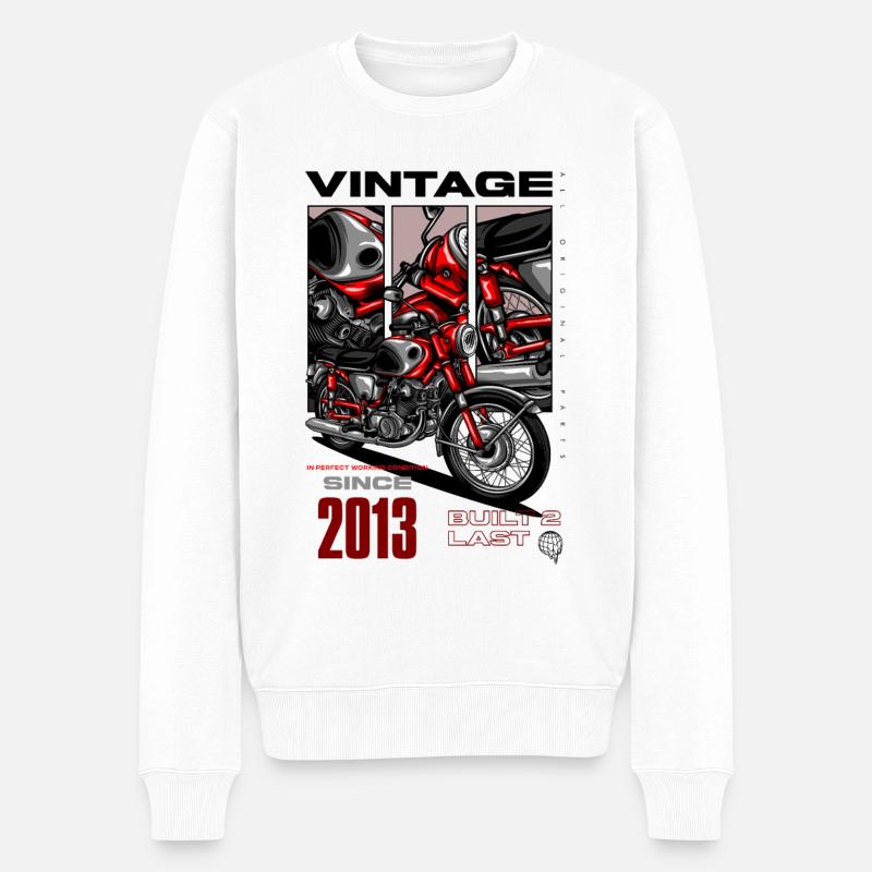Vintage Motorrad Biker Motorrad Motorrad Geburtstag 2013 - Männer Premium Bio Pullover - Weiß