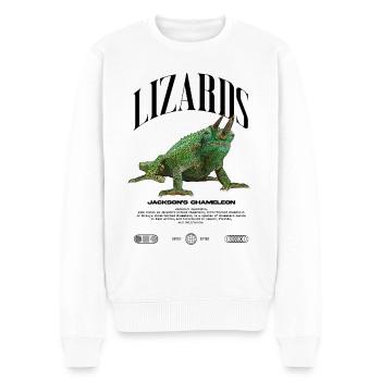 Jackson's Chamäleon Streetwear Eidechsenwärter - Männer Premium Bio Pullover - Weiß - Vorne - Thijin (182cm)