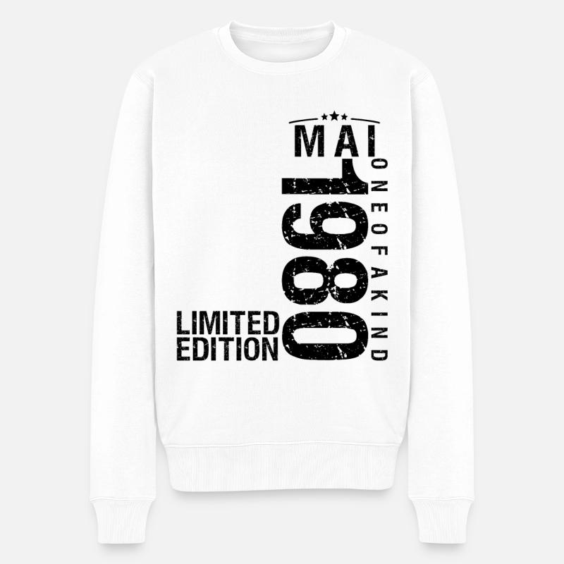Geburtstag Mai 1980 Mai geboren im Mai - Männer Premium Bio Pullover - Weiß
