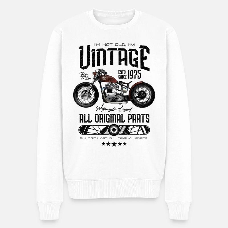 Vintage Motorrad Biker Motorrad Geburtstag 1975 - Männer Premium Bio Pullover - Weiß