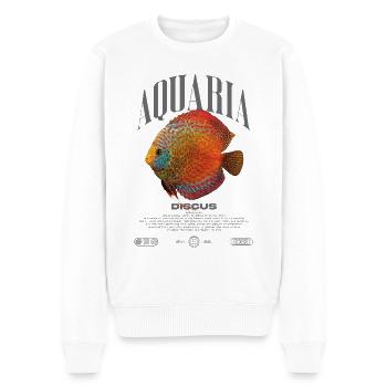 Diskus-Buntbarsch Fish Keeper Moderne Streetwear - Männer Premium Bio Pullover - Weiß - Vorne - Thijin (182cm)