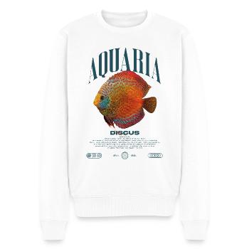Diskus-Buntbarsch Fish Keeper Moderne Streetwear - Männer Premium Bio Pullover - Weiß - Vorne - Thijin (182cm)