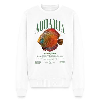 Diskus-Buntbarsch Fish Keeper Moderne Streetwear - Männer Premium Bio Pullover - Weiß - Vorne - Thijin (182cm)