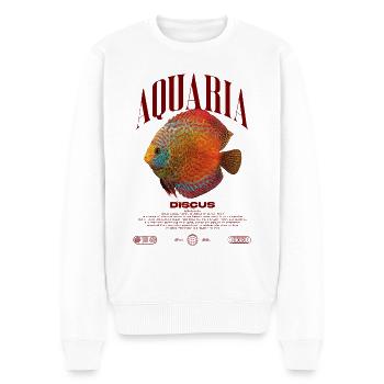 Diskus-Buntbarsch Fish Keeper Moderne Streetwear - Männer Premium Bio Pullover - Weiß - Vorne - Thijin (182cm)
