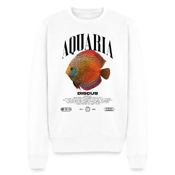 Diskus-Buntbarsch Fish Keeper Moderne Streetwear - Männer Premium Bio Pullover - Weiß - Vorne - Thijin (182cm)