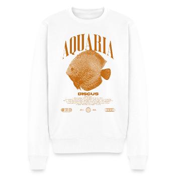 Diskus-Buntbarsch Fish Keeper Moderne Streetwear - Männer Premium Bio Pullover - Weiß - Vorne - Thijin (182cm)