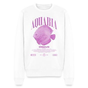 Diskus-Buntbarsch Fish Keeper Moderne Streetwear - Männer Premium Bio Pullover - Weiß - Vorne - Thijin (182cm)
