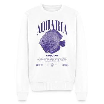 Diskus-Buntbarsch Fish Keeper Moderne Streetwear - Männer Premium Bio Pullover - Weiß - Vorne - Thijin (182cm)