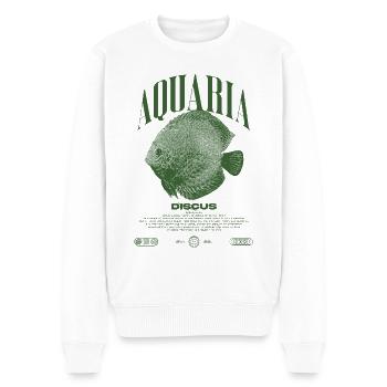 Diskus-Buntbarsch Fish Keeper Moderne Streetwear - Männer Premium Bio Pullover - Weiß - Vorne - Thijin (182cm)