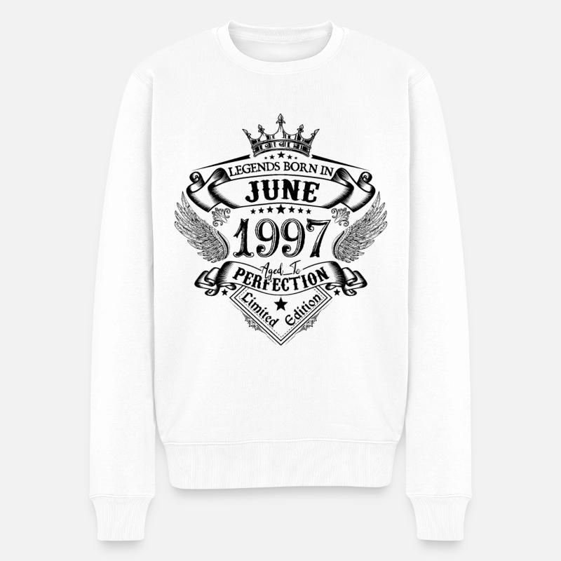 Geburtstag Juni 1975 Juni Jubiläum 1975 - Männer Premium Bio Pullover - Weiß