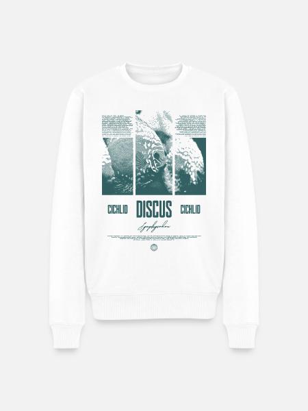 Diskusfisch Buntbarsch Aquarium Fischhalter - Männer Premium Bio Pullover - Weiß