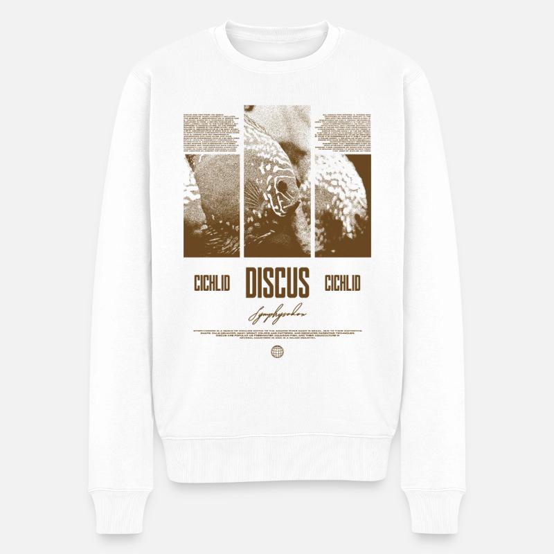 Diskusfisch Buntbarsch Aquarium Fischhalter - Männer Premium Bio Pullover - Weiß
