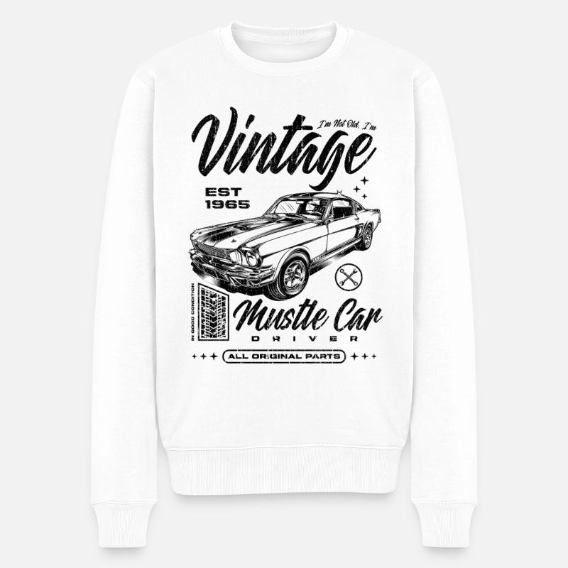 Ich bin nicht alt, ich bin Oldtimer Oldtimer Jahrgang 1965 - Männer Premium Bio Pullover - Weiß
