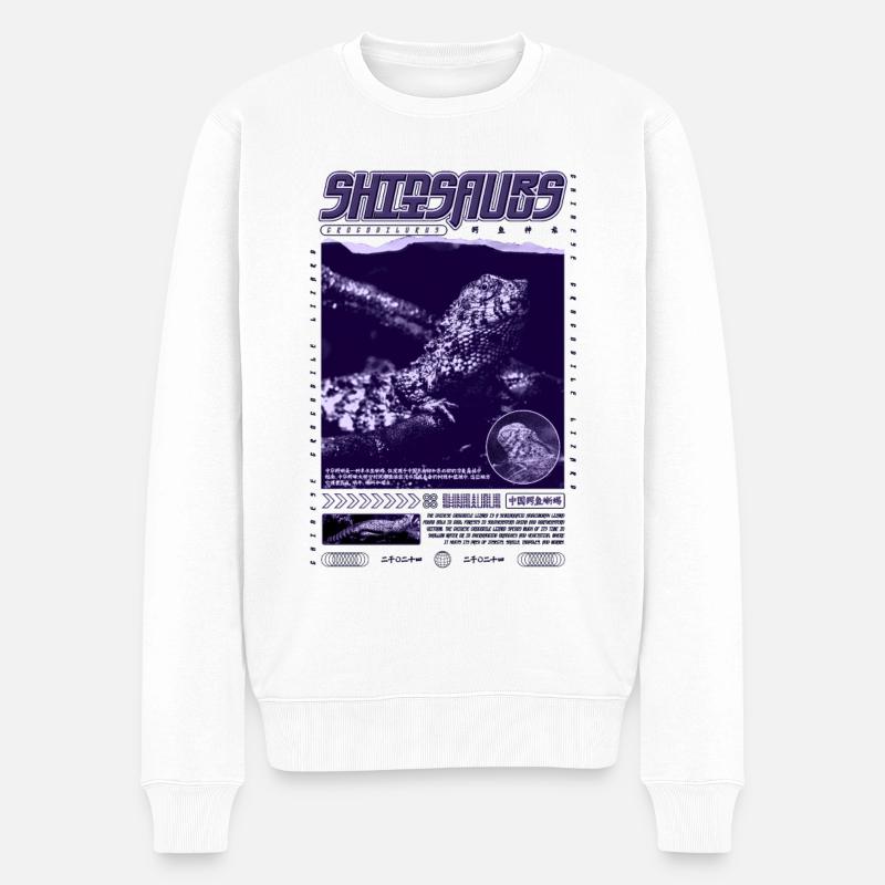 Chinesisches Krokodil Eidechse Shinisaurus Crocodilurus - Männer Premium Bio Pullover - Weiß