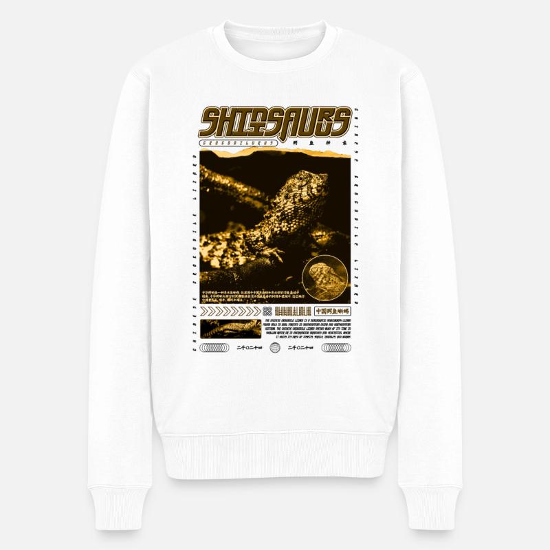 Chinesisches Krokodil Eidechse Shinisaurus Crocodilurus - Männer Premium Bio Pullover - Weiß
