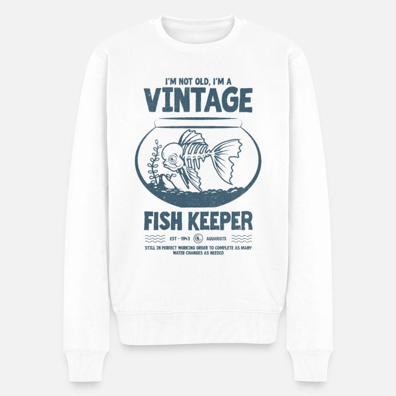 Vintage Fish Keeper Tropischer Fisch Geburtstag 1943 - Männer Premium Bio Pullover - Weiß