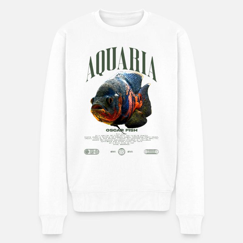 Oscar Fisch Wasserwechsel Monster Fisch - Männer Premium Bio Pullover - Weiß