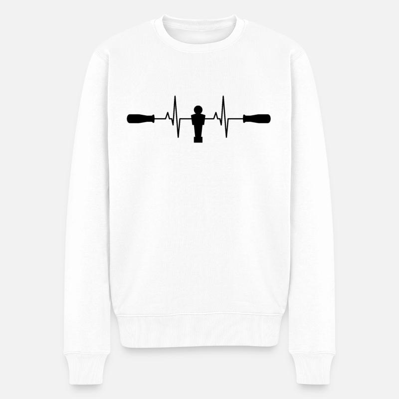 Tischfußball Heartbeat - Männer Premium Bio Pullover - Weiß