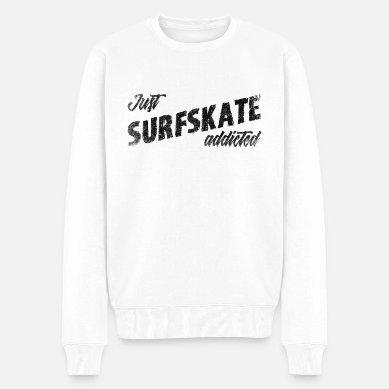 Just Surfskate addicted - Männer Premium Bio Pullover - Weiß