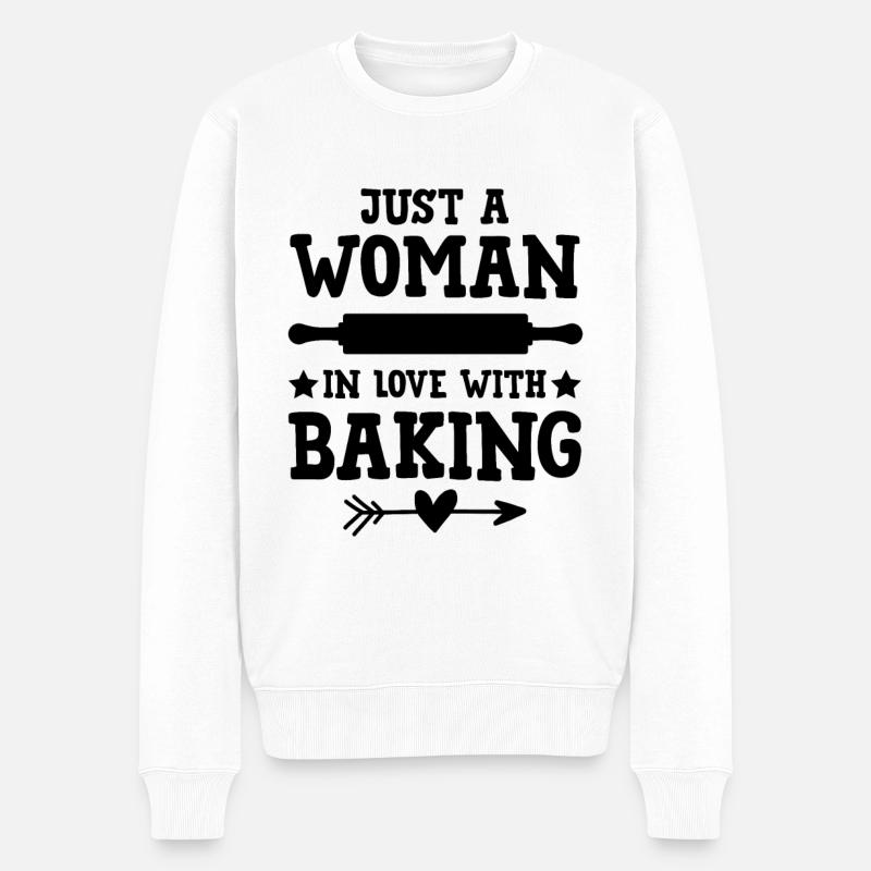 Ich Liebe Backen Spruch Frau - Männer Premium Bio Pullover - Weiß