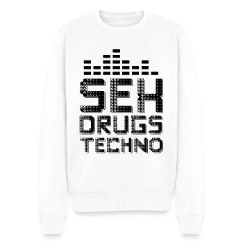 sex drogen Techno - Männer Premium Bio Pullover - Weiß - Vorne - Thijin (182cm)