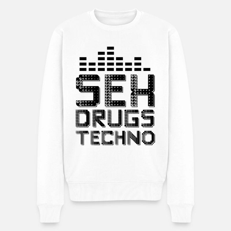 sex drogen Techno - Männer Premium Bio Pullover - Weiß