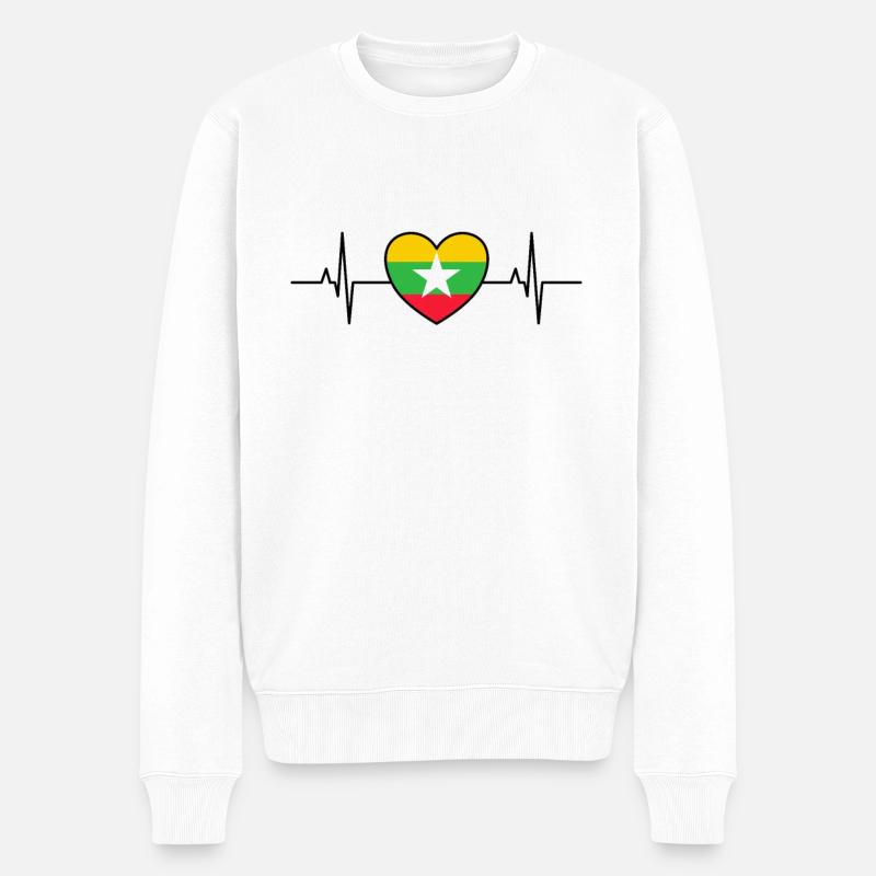 Myanmar Heartbeat - Pull Premium bio Homme - blanc