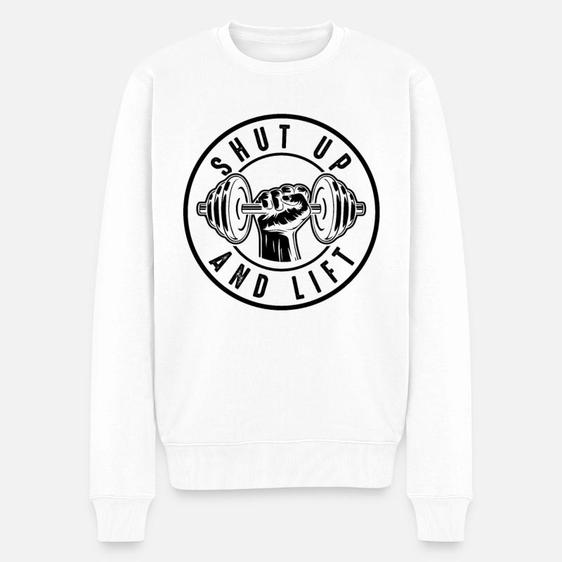 hantel gym fit - Männer Premium Bio Pullover - Weiß