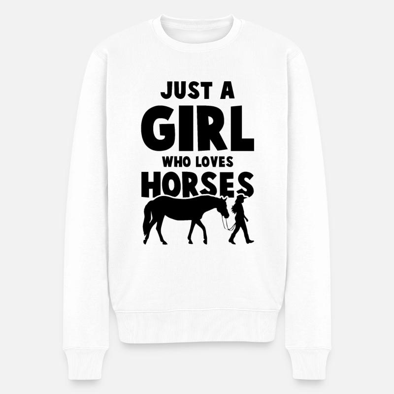 girl mädchen pferde - Männer Premium Bio Pullover - Weiß
