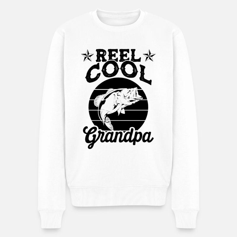 opa fischen angeln - Männer Premium Bio Pullover - Weiß