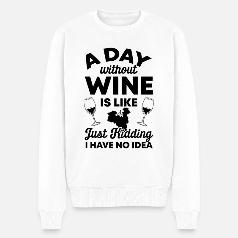 wein trinken - Männer Premium Bio Pullover - Weiß