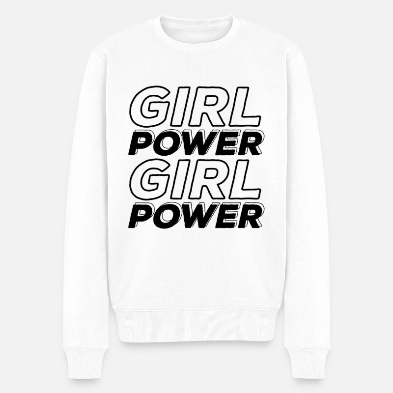 frauenpower powerfrau - Männer Premium Bio Pullover - Weiß