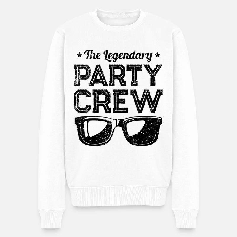 Party Crew Spruch Sonnenbrille - Männer Premium Bio Pullover - Weiß