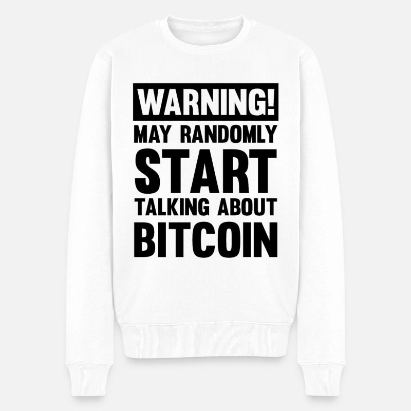 warnung bitcoin - Männer Premium Bio Pullover - Weiß