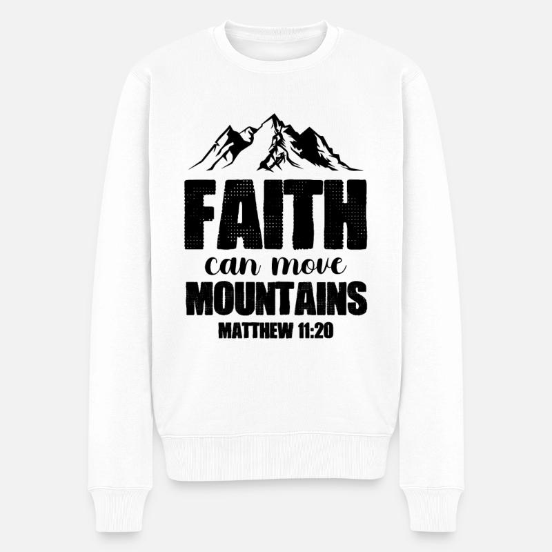 vertrauen berge versetzten bibel - Männer Premium Bio Pullover - Weiß